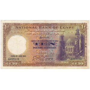 Egypt - 10 pounds 1940 - signature Cook