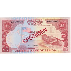 Samoa, 5 tala A 000000 SPECIMEN