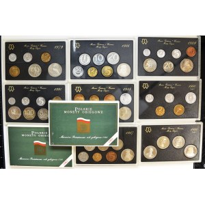 Zestaw, Polskie monety obiegowe - zestawy rocznikowe ( 9 zestawów)