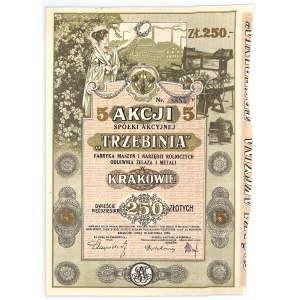 TRZEBINIA Fabryka Maszyn i Narzędzi Rolniczych Odlewnia Żelaza i Metali, 5 x 50 złotych 1924