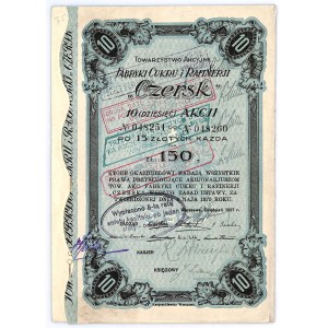 Towarzystwo Akcyjne Fabryki Cukru i Rafinerji CZERSK, 10 x 15 złotych 1927