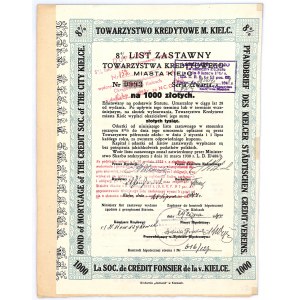 8% List Zastawny - Towarzystwo Kredytowe Miasta Kielc - 1.000 złotych 1929(44) 