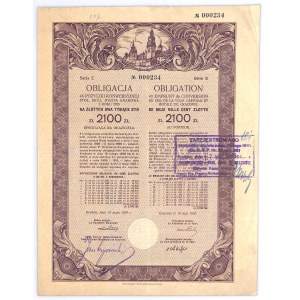 Kraków, Obligacja 4% Pożyczka Konwersyjna, Ser.E, 2100 złotych 1925 - RZADKOŚĆ