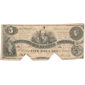 USA, Confederate States of America, Richmond - 5 dollars 1861