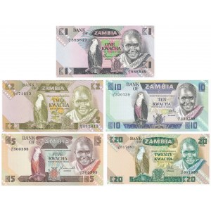 Zambia, Set 1-20 Kwacha (1980-88) (5pcs.)