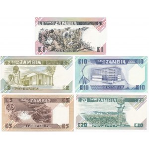 Zambia, Zestaw 1-20 Kwacha (1980-88) (5szt.)