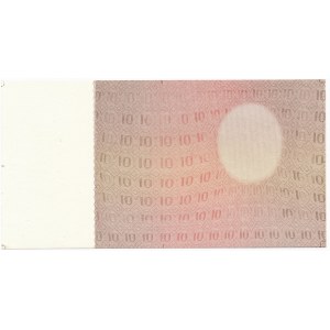 10 złotych 1928 - próba kolorystyczna poddruku awersu