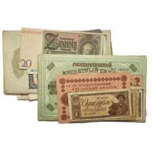 Zestaw banknotów, Rosja,Niemcy, Austria, Czechy (54szt.)