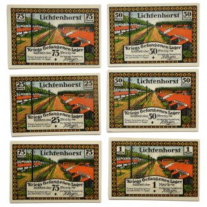 Zestaw, Banknoty obozów jenieckich, Lichtenhorst (6 szt.) 