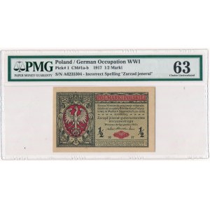 1/2 marki 1916 Jenerał - A - PMG 63 - numerator czerwony