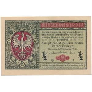 1/2 marki 1916 Jenerał - A - numerator czerwony