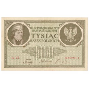 1.000 marek 1919 - Ser.ZT. - duża litera S i wąska numeracja