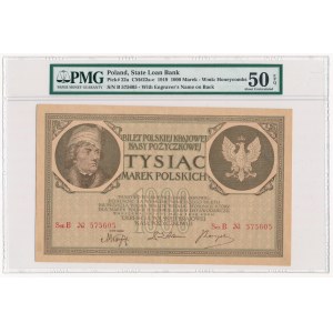 1.000 marek 1919 - 2 x Ser.B - PMG 50 EPQ - ZNAKOMITY i rzadki w tym stanie