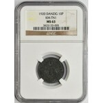 Wolne Miasto Gdańsk, 10 fenigów 1920 - 60 perełek - NGC MS63 - RZADKIE