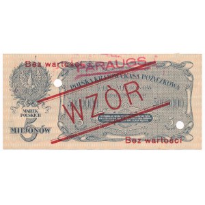 5 milionów marek 1923 WZÓR - B - ze stemplem PARAUGS i dodatkową numeracją - NIEZNANY