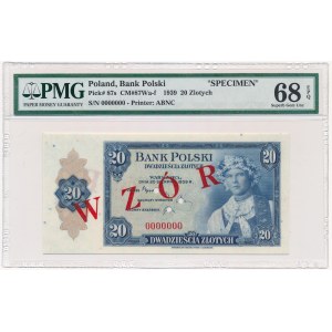 20 złotych 1939 WZÓR 0000000 - PMG 68 EPQ 
