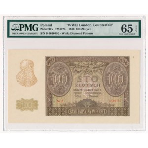 100 złotych 1940 - B - ZWZ PMG 65 EPQ