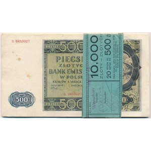 500 złotych 1940 - B - ORYGINALNA PACZKA z banderolą 