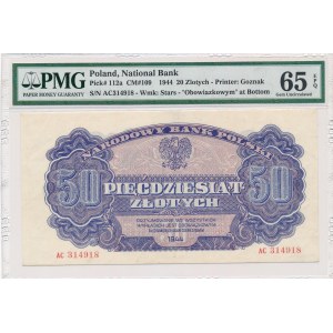 50 złotych 1944 ...owym - AC - PMG 65 EPQ - rzadki 