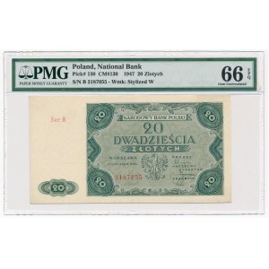20 złotych 1947 - B - PMG 66 EPQ 