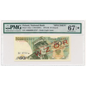 50 złotych 1975 WZÓR A 0000000 No.0753 - PMG 67 EPQ ★