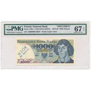 1.000 złotych 1975 WZÓR A 0000000 No.0628 - PMG 67 EPQ