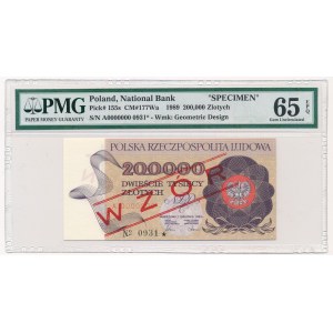 200.000 złotych 1989 WZÓR A 0000000 No.0931 - PMG 65 EPQ