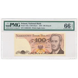 100 złotych 1975 - A - PMG 66 EPQ - rzadka pierwsza seria