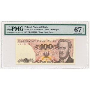  100 złotych 1975 - AB - PMG 67 EPQ - rzadka seria 