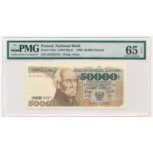 50.000 złotych 1989 - D - PMG 65 EPQ - rzadka seria