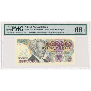 2 miliony złotych 1992 - A z błędem Konstytucyjy - PMG 66 EPQ 