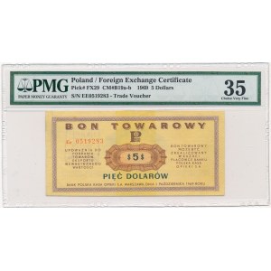 Pewex 5 dolarów 1969 - Ee - PMG 35 - rzadki