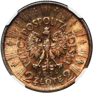 Piłsudski, 2 złote 1934 - NGC MS65 - PIĘKNY