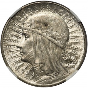 Głowa Kobiety, 5 złotych 1932 Warszawa - NGC MS61 - RZADKA I PIĘKNA