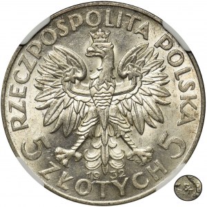 Głowa Kobiety, 5 złotych 1932 Warszawa - NGC MS61 - RZADKA I PIĘKNA