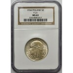 Głowa Kobiety, 5 złotych 1934 - NGC MS63 WYŚMIENITA