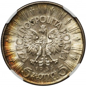 Piłsudski, 5 złotych 1935 - NGC MS63 