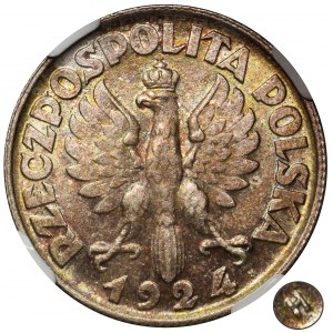 Kobieta i kłosy, 2 złote 1924 literka H - NGC MS61 - RZADKOŚĆ