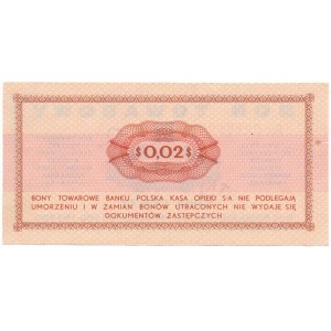Pewex Bon Towarowy 2 centy 1969 WZÓR Eo 0000000 