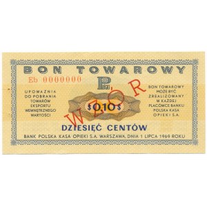 Pewex Bon Towarowy 10 centów 1969 WZÓR Eb 0000000 