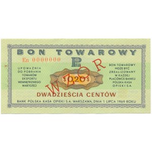 Pewex Bon Towarowy 20 centów 1969 WZÓR En 0000000 