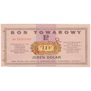 Pewex Bon Towarowy 1 dolar 1969 WZÓR Ed 0000000 