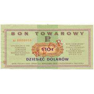 Pewex Bon Towarowy 10 dolarów 1969 WZÓR Ef 0000000 