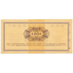 Pewex Bon Towarowy 20 dolarów 1969 WZÓR Eh 0000000 