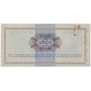 Pewex Bon Towarowy 50 dolarów 1969 WZÓR Ei 0000000 