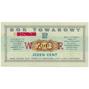 Pewex Bon Towarowy 1 cent 1969 WZÓR - El - NIEZNANY