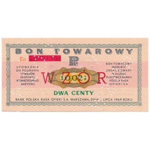 Pewex Bon Towarowy 2 centy 1969 WZÓR - Eo - NIEZNANY 