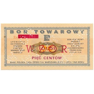 Pewex Bon Towarowy 5 centów 1969 WZÓR - Ea - NIEZNANY 