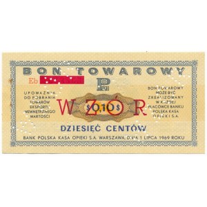 Pewex Bon Towarowy 10 centów 1969 WZÓR - Eb - NIEZNANY 