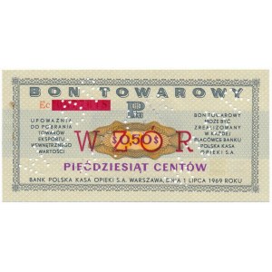 Pewex Bon Towarowy 50 centów 1969 WZÓR - Ec - NIEZNANY 